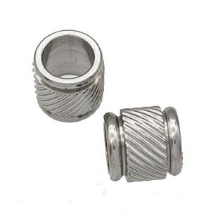 Raw Stainless Steel Tube Beads Large Hole, approx 9mm, 6mm hole [SSB5197]