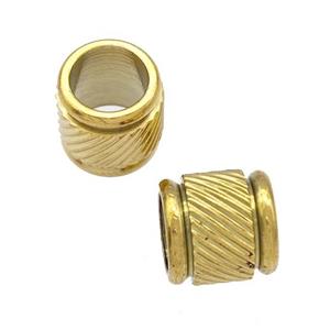 Stainless Steel Tube Beads Large Hole Column Gold Plated, approx 9mm, 6mm hole [SSB5198]