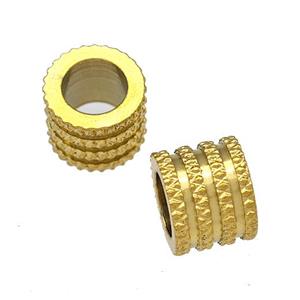 Stainless Steel Tube Beads Large Hole Gold Plated, approx 8-10mm, 6mm hole [SSB5200]