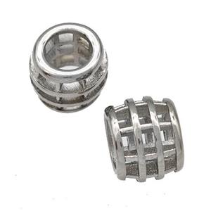 Raw Stainless Steel Barrel Beads Hollow Large Hole, approx 10-12.5mm, 7mm hole [SSB5201]
