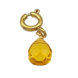 Golden Crystal Glass Teardrop With Stainless Steel Clasp Gold Plated, approx 6mm, 6mm [SSB5205]