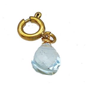 Blue Crystal Glass Teardrop With Stainless Steel Clasp Gold Plated, approx 6mm, 6mm [SSB5206]