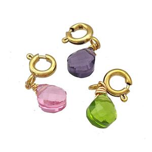 Crystal Glass Teardrop With Stainless Steel Clasp Gold Plated Mixed, approx 6mm, 6mm [SSB5208]