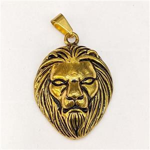 201 Stainless Steel Lion Pendant Antique Gold, approx 30-36mm [SSB5231]