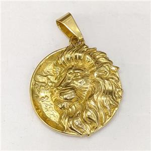 201 Stainless Steel Lion Pendant Gold Plated, approx 35mm [SSB5233]
