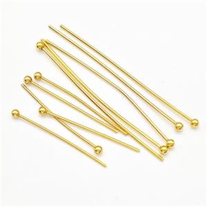 Stainless Steel Ball Pin Gold Plated, approx 38mm [SSB5239-38MM]