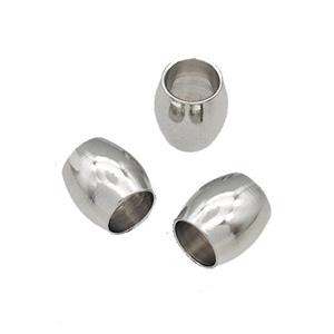 Raw Stainless Steel Barrel Beads Large Hole, approx 6mm, 4mm hole [SSB5242]