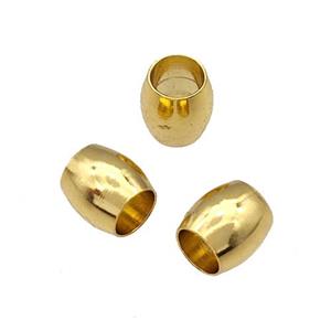 Stainless Steel Barrel Beads Large Hole Gold Plated, approx 6mm, 4mm hole [SSB5243]