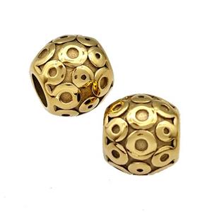 Stainless Steel Barrel Beads Large Hole Gold Plated, approx 10-11mm, 5mm hole [SSB5249]