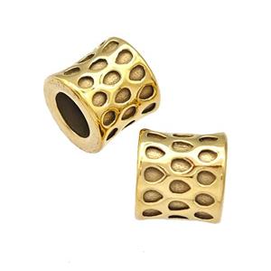 Stainless Steel Bamboo Beads Large Hole Gold Plated, approx 10mm, 6mm hole [SSB5250]