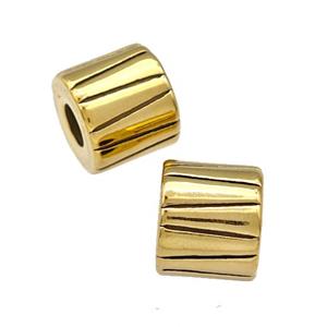 Stainless Steel Tube Beads Large Hole Gold Plated, approx 10-11mm, 5mm hole [SSB5251]