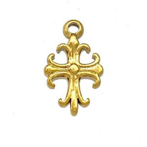 Stainless Steel Cross Pendant Fleur Delis Gold Plated, approx 9-12mm [SSB5253]