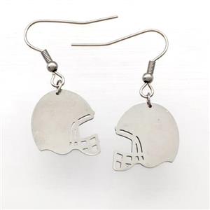 Raw Stainless Steel Hook Earrings Football Helmet Sport Blank, approx 17-18mm [SSB5284]