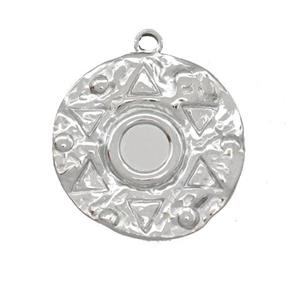 Raw Stainless Steel Circle Pendant, approx 21mm [SSB5292]