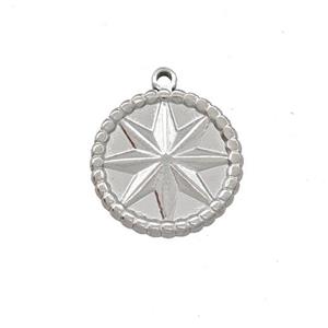 Raw Stainless Steel Compass Pendant, approx 14mm [SSB5296]