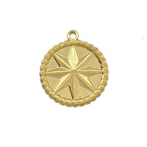 Stainless Steel Compass Pendant Gold Plated, approx 14mm [SSB5297]