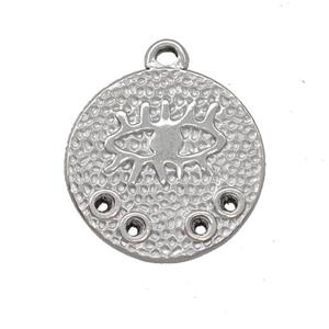 Raw Stainless Steel Eye Charms Pendant Circle, approx 18mm [SSB5300]