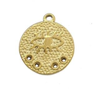 Stainless Steel Eye Charms Pendant Circle Gold Plated, approx 18mm [SSB5301]