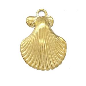 Stainless Steel Sea Shell Charms Pendant Gold Plated, approx 15-18mm [SSB5319]