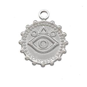 Raw Stainless Steel Eye Charms Pendant Circle, approx 18mm [SSB5322]