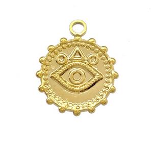 Stainless Steel Eye Charms Pendant Circle Gold Plated, approx 18mm [SSB5323]