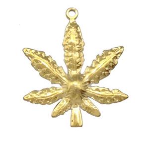 Stainless Steel Maple Pendant Gold Plated, approx 30mm [SSB5325]