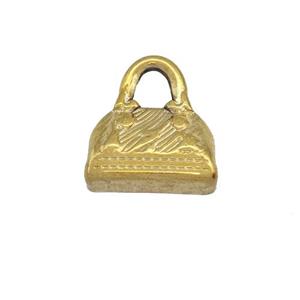 Stainless Steel Bags Charms Pendant Gold Plated, approx 14.5-16mm [SSB5331]