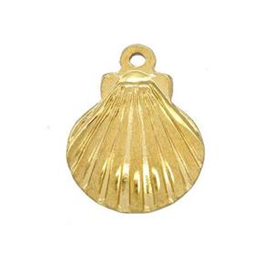 Stainless Steel Sea Shell Charms Pendant Gold Plated, approx 16-17mm [SSB5347]
