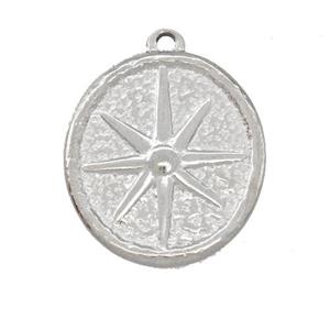 Raw Stainless Steel Compass Pendant, approx 18-20mm [SSB5354]