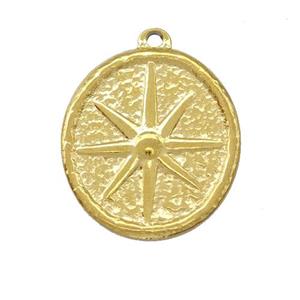 Stainless Steel Compass Pendant Gold Plated, approx 18-20mm [SSB5355]