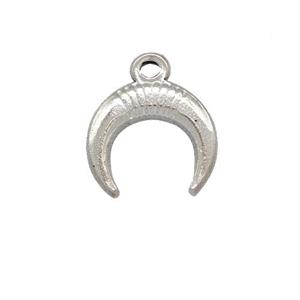 Raw Stainless Steel Crescent Pendant Horn, approx 14mm [SSB5364]