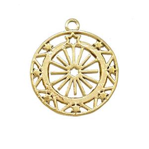 Stainless Steel Pendant Celestial Star Gold Plated, approx 20mm [SSB5369]