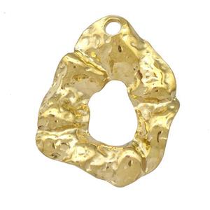 Stainless Steel Pendant Freeform Hammered Gold Plated, approx 25-30mm [SSB5373]