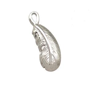 Raw Stainless Steel Feather Pendant, approx 7-16mm [SSB5374]