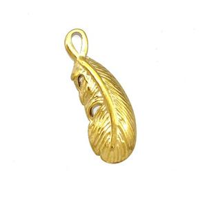 Stainless Steel Feather Pendant Gold Plated, approx 7-16mm [SSB5375]