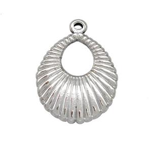 Raw Stainless Steel Teardrop Pendant Hollow, approx 20-22mm [SSB5380]
