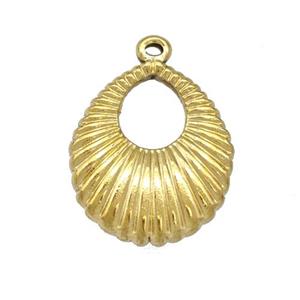 Stainless Steel Teardrop Pendant Hollow Gold Plated, approx 20-22mm [SSB5381]