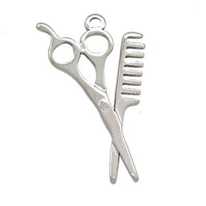 Raw Stainless Steel Comb Scissor Charms Pendant, approx 20-30mm [SSB5382]