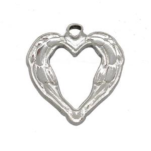 Raw Stainless Steel Heart Pendant Hollow, approx 20mm [SSB5388]
