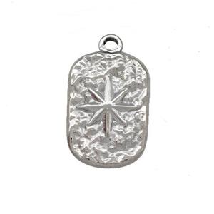 Raw Stainless Steel Compass Pendant Hammered Rectangle, approx 11-15mm [SSB5390]