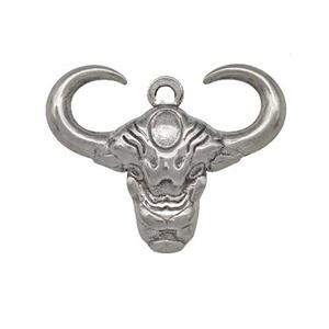 Raw Stainless Steel Bull Head Pendant Cow, approx 20-25mm [SSB5394]