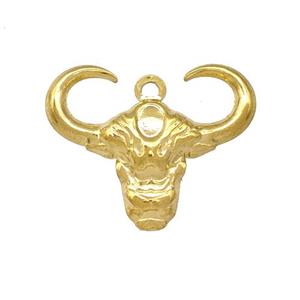 Stainless Steel Bull Head Pendant Cow Gold Plated, approx 20-25mm [SSB5395]
