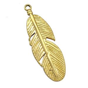 Stainless Steel Feather Pendant Gold Plated, approx 12-36mm [SSB5399]