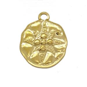 Stainless Steel Circle Pendant Mystic Star Gold Plated, approx 15mm [SSB5401]