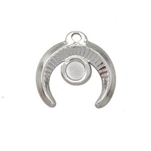 Raw Stainless Steel Horn Pendant With Pad, approx 17mm [SSB5402]