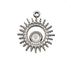 Raw Stainless Steel Sun Pendant With Pad, approx 13mm [SSB5406]