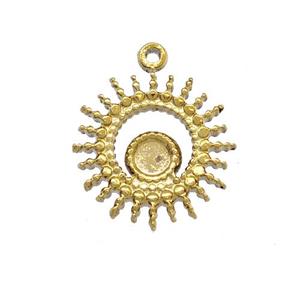 Stainless Steel Sun Pendant With Pad Gold Plated, approx 13mm [SSB5407]