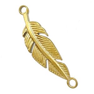 Stainless Steel Feather Connector Gold Plated, approx 10-30mm [SSB5409]