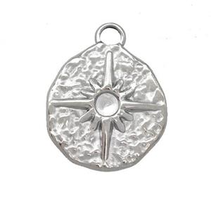 Raw Stainless Steel Sunburst Pendant Circle, approx 18-20mm [SSB5410]