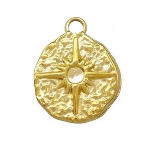 Stainless Steel Sunburst Pendant Circle Gold Plated, approx 18-20mm [SSB5411]